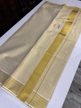 Kerala Golden tissue saree- Checks