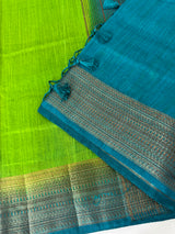 Jute silk sarees with contrast pallu & blouse MJL396
