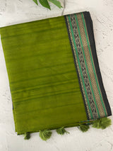 Jute tussar silk saree with contrast borders MJL655