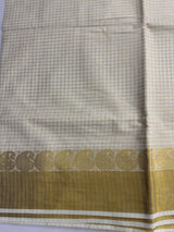 Kerala cotton saree checks - Mango border