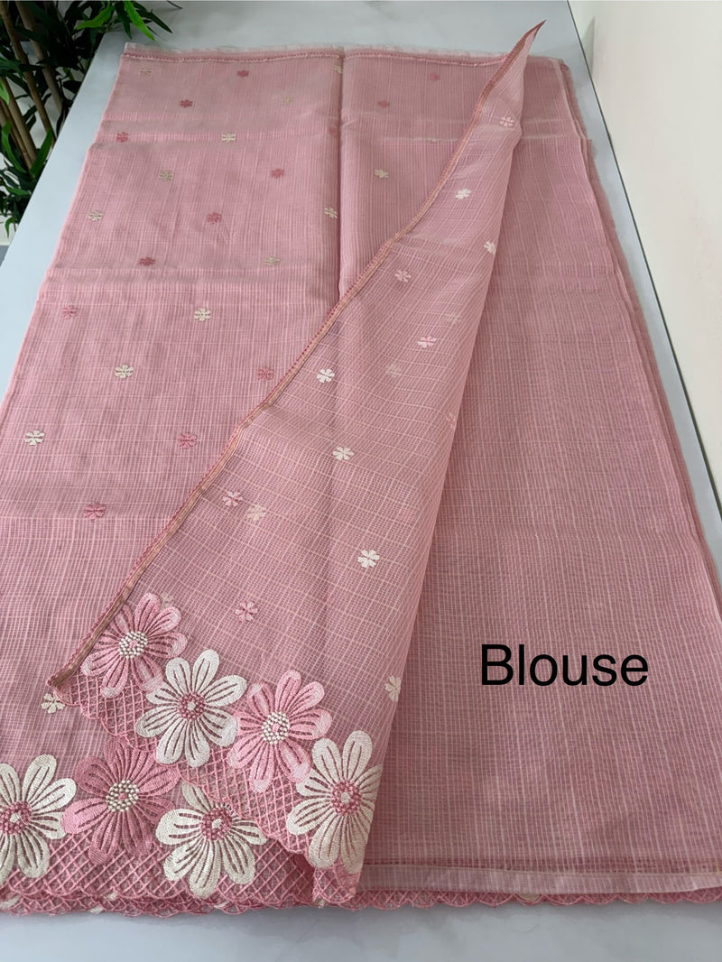 Kota saree with embriodery work MKAS40 Pink