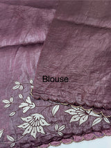 Crush Organza applique work saree MS14589