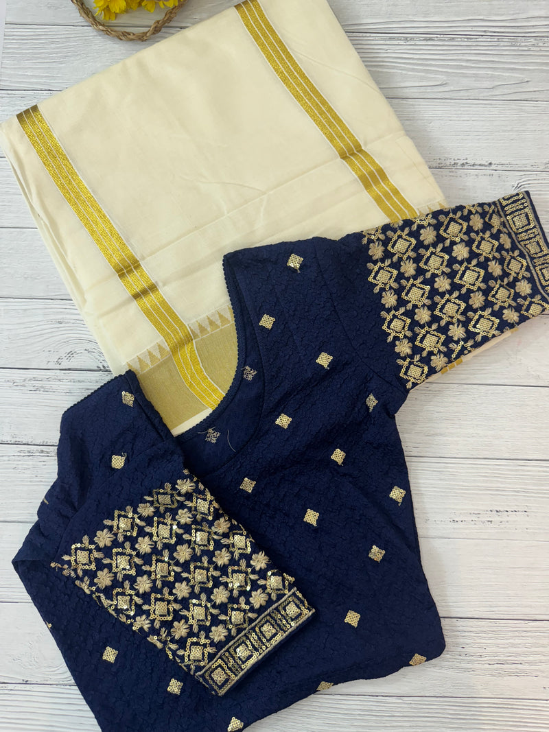 Stretchable Readymade blouse with sequence work- MSBL