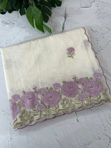 Mul chanderi embriodery saree with scalloped borders MSH176