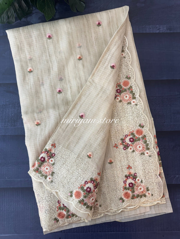 Soft kota silk saree with embroidery FBLK21 (Tree embroidery)