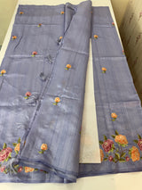 Art tussar saree with embroidery MST677 DustyLavender