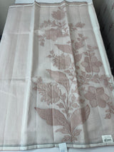 Supernet saree with applique work MCJ5433 - NudePeach to White