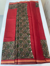Soft semi Chanderi saree with zari border MS9871 Maroon & Black