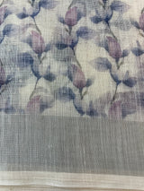 Handworked floral digital printed semi Linen Saree MLS611