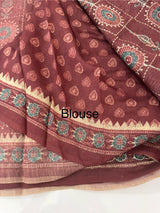 Semi Chanderi saree with hand kanta embroidery MS9899