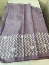 Soft kota checks saree with embroidery - SVTS24 Lavender