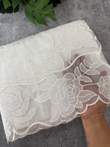 Moonga checks Applique work saree  MSH110- White