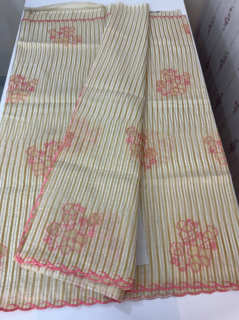 Tissue mix Soft silk saree with applique work MS8146