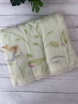 Supernet saree with embroidery and handpainting MSH104- PastelGreen