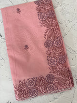 Cutwork Moonga checks saree MSH202 - Pink(2)