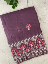 Soft kota checks saree with embroidery - MS7645 Mauve