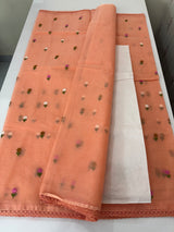 Kota checks saree with embroidery MS7679 (2)DarkPeach