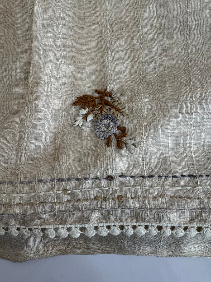 Kanta Handstitched Blended tussar silk saree MS90543