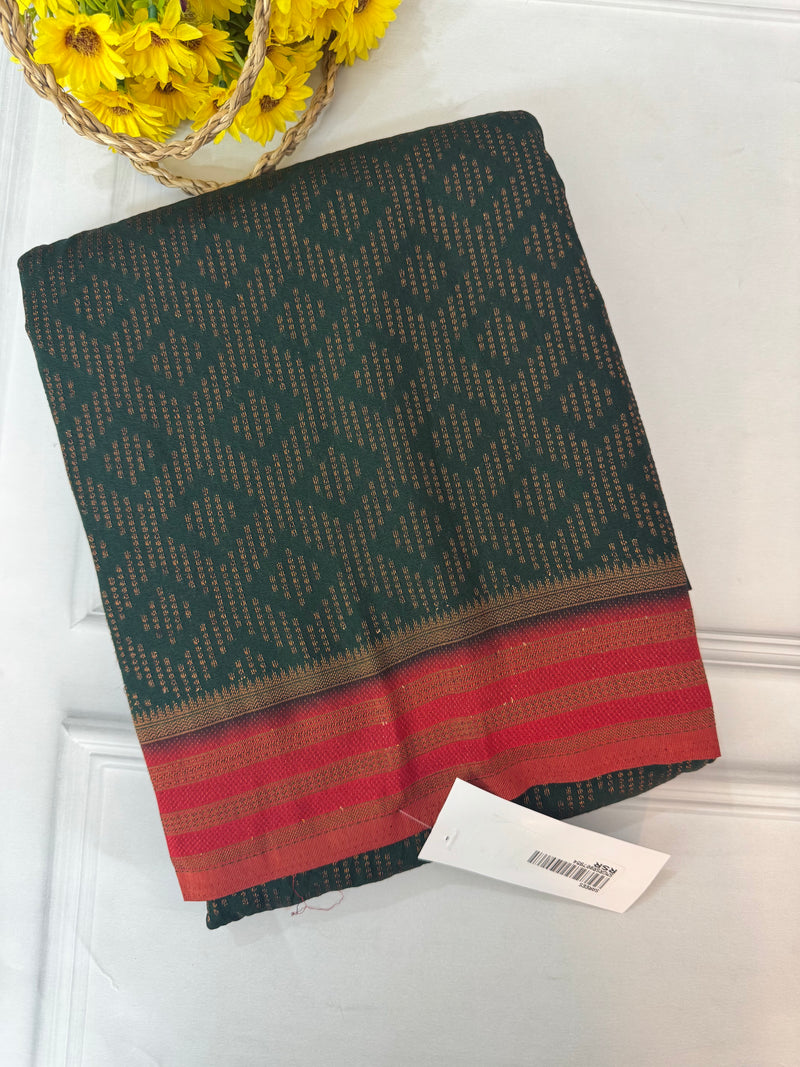 Soft chiffon Georgette saree - SMGRSR DarkGreen to Red