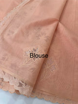 Mul chanderi saree with applique borders MSH112 - Peach 2