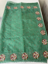 Organza saree with embroidery borders- MS7891