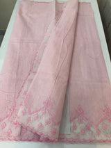 Khadi Linen saree with net applique borders MSH247 PastelPink
