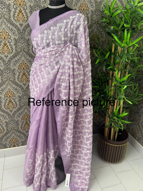 Soft kota checks saree with embroidery SVPSMC Mustard