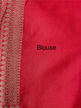 Banarasi semi katan saree with contrast border SHKNTNM - BottleGreen to Red