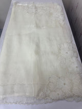 Handworked Tissue Organza Applique work saree MS15203- Offwhite