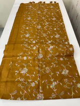 Tussar finish soft silk saree with thread embroidery MTS568 SpicyMustard