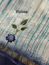 Semi tussar saree with hand painting, kanta embroidery and Pita work MS3433