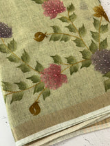 Tissue linen saree with handwork MLS5499