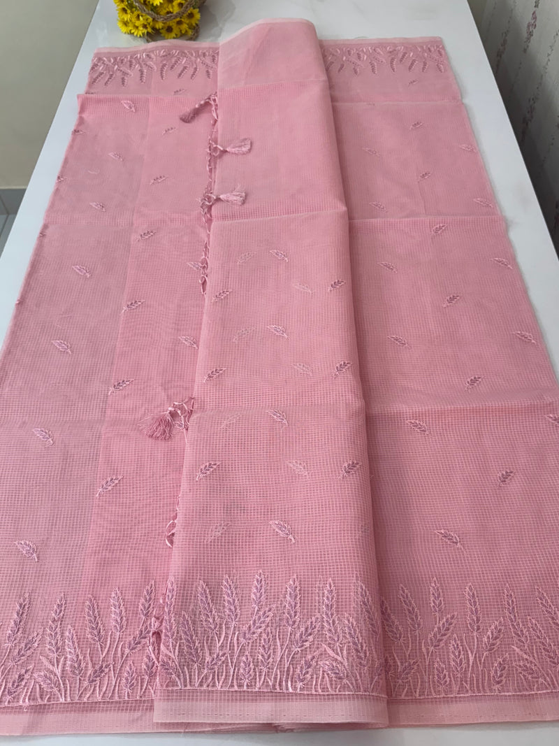 Kota silk embroidery saree MS8890 Pink