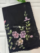 Handpainted soft organza saree SSKW18- Black