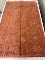 Soft organza saree with applique and thread work - MSH956 (2) Peach