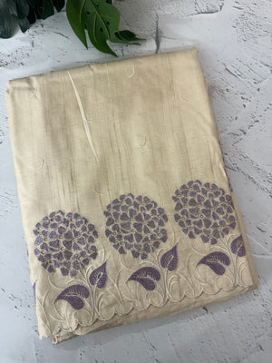 Blended soft tussar saree with embriodery - MS8669 PearlCream