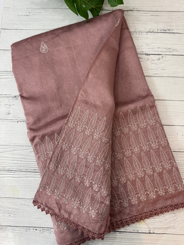 Art silk saree with embroidery SVTS26 DuskyMauve
