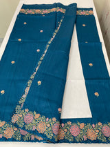 Blended tussar saree with cutwork border- MSHK695