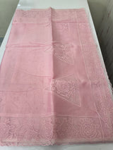 Viscose Organza saree with applique work-MSH101 Pink