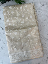Blended tussar saree with embriodery - MS7399 Cream