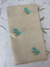 Tissue linen saree with embroidery MSL4900- Blue