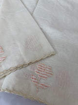 Mul chanderi applique work saree  MSH931 - Offwhite to Peach