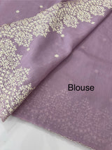 Soft Chanderi saree with  embroidery borders- MCK77 Lavender