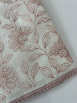 Kota cotton embriodery saree MS1490- white & DuskyPink