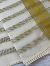 Borderless Kerala cotton saree - Gold