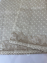 Cutwork blended tussar saree   - Cream MS5222