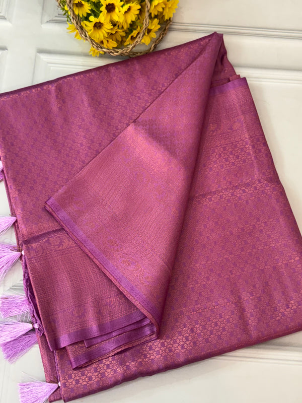 Brocade soft silk saree in copper zari weaving  MS6771