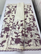 Mul chanderi applique work saree MSH170