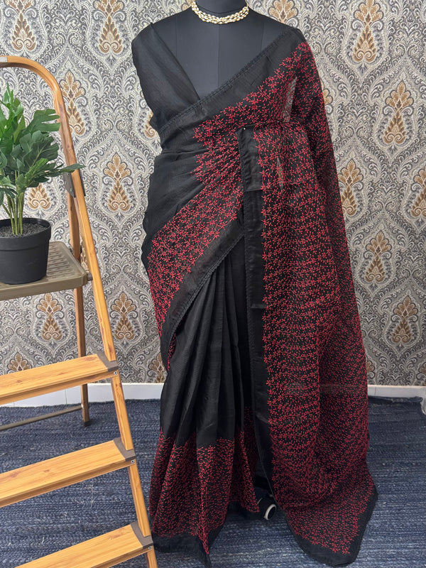 Soft kota checks saree with embroidery MS7843