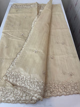 Blended matka tussar saree with embriodery - MS8477 Beige